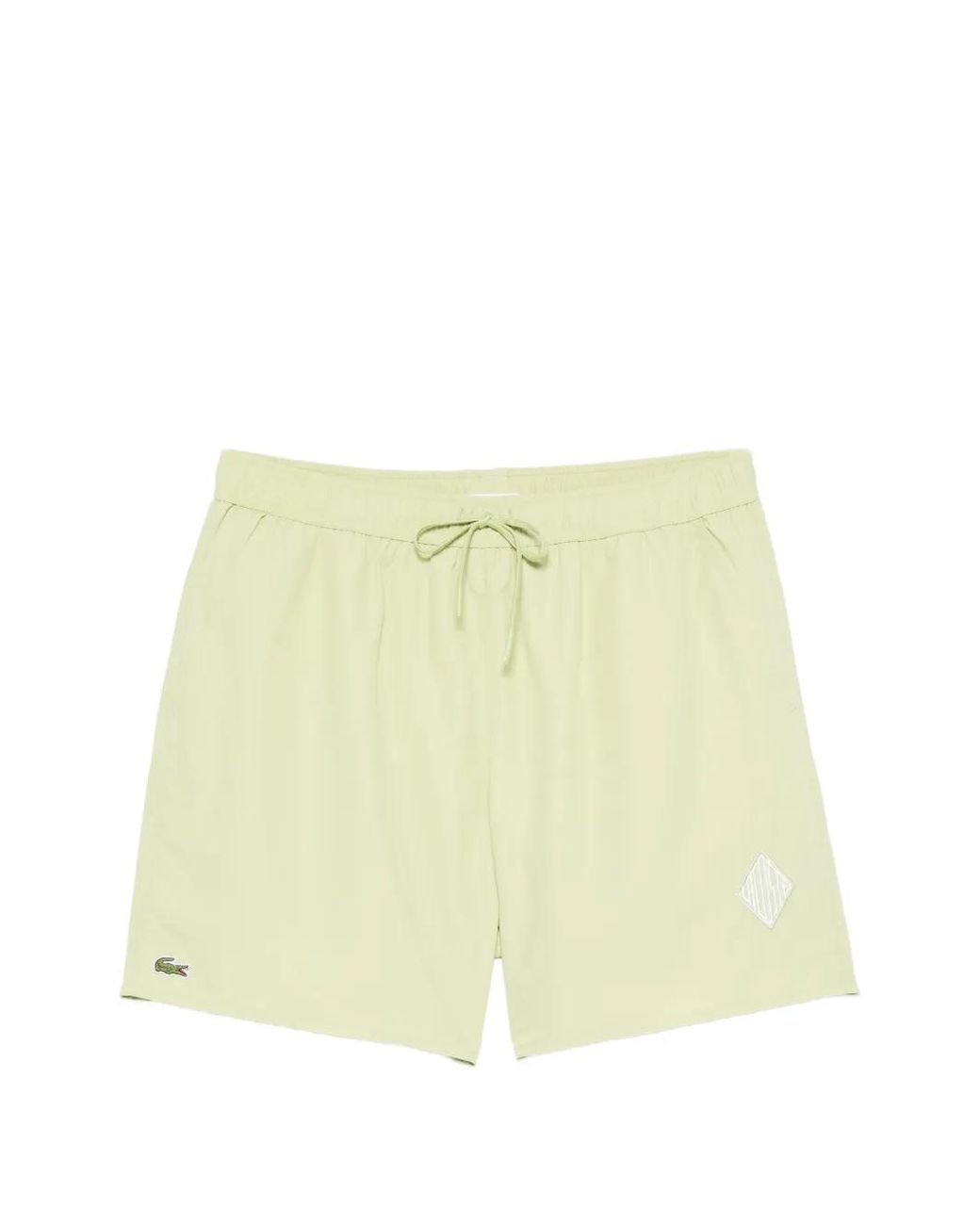 Lacoste Yellow Drawstring Geometric Swim Shorts for men