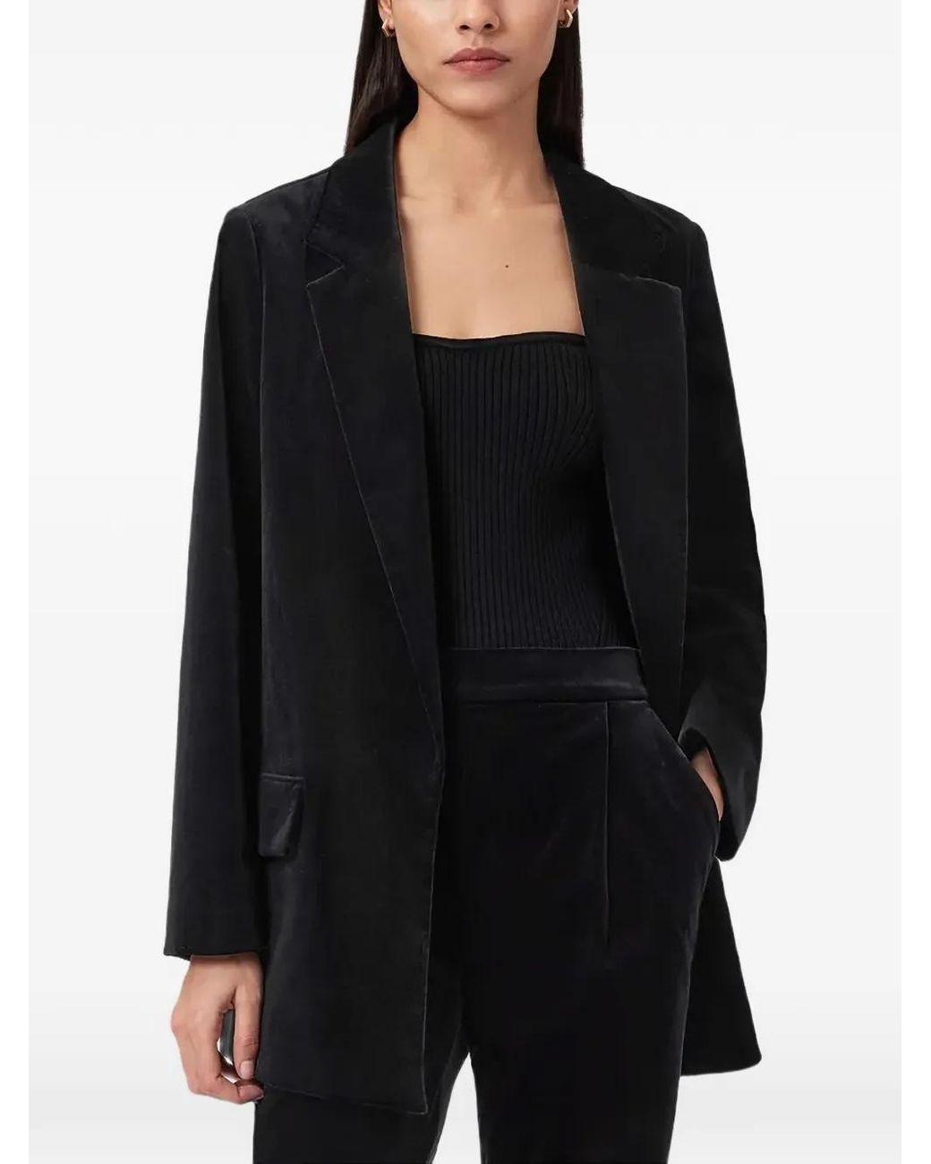 AllSaints Black Aleida Lapel-Collar Blazer