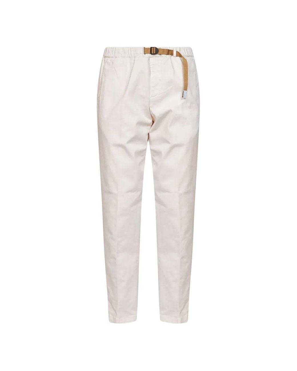 White Sand White Belted Tapered Trousers for men