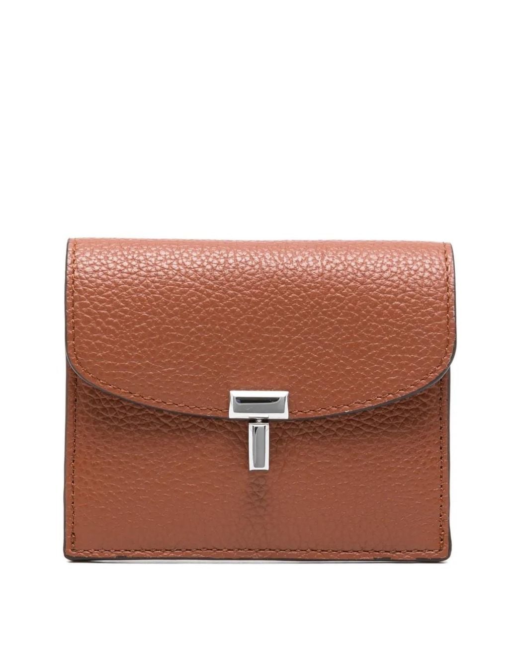 Totême Brown T-Lock Grained Cardholder