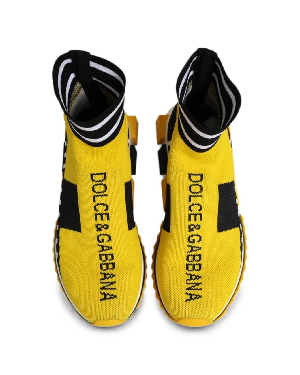 Dolce & Gabbana Yellow Sorrento Sock-Style Sneakers
