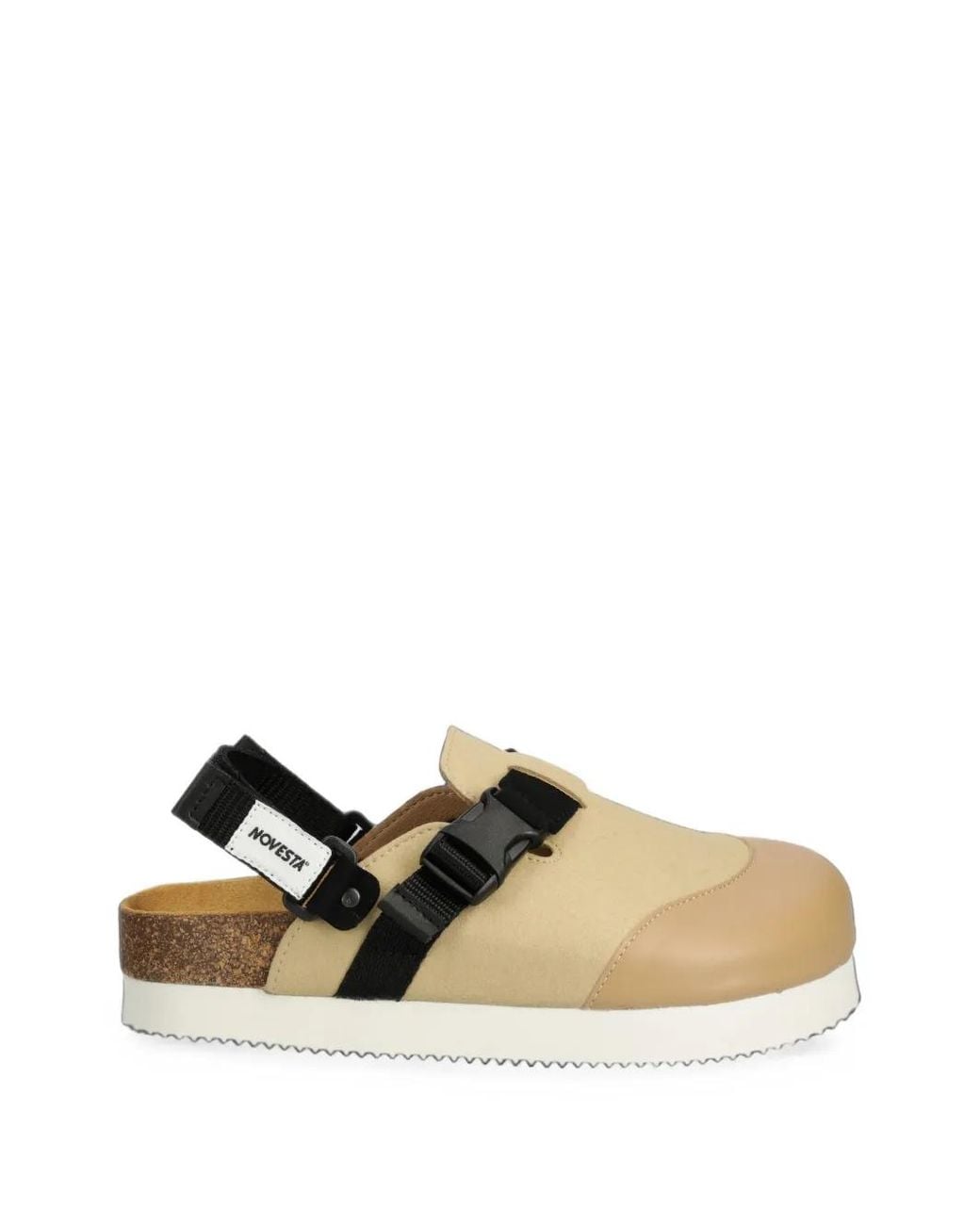 Novesta Natural Buckle-Strap Flat Mules