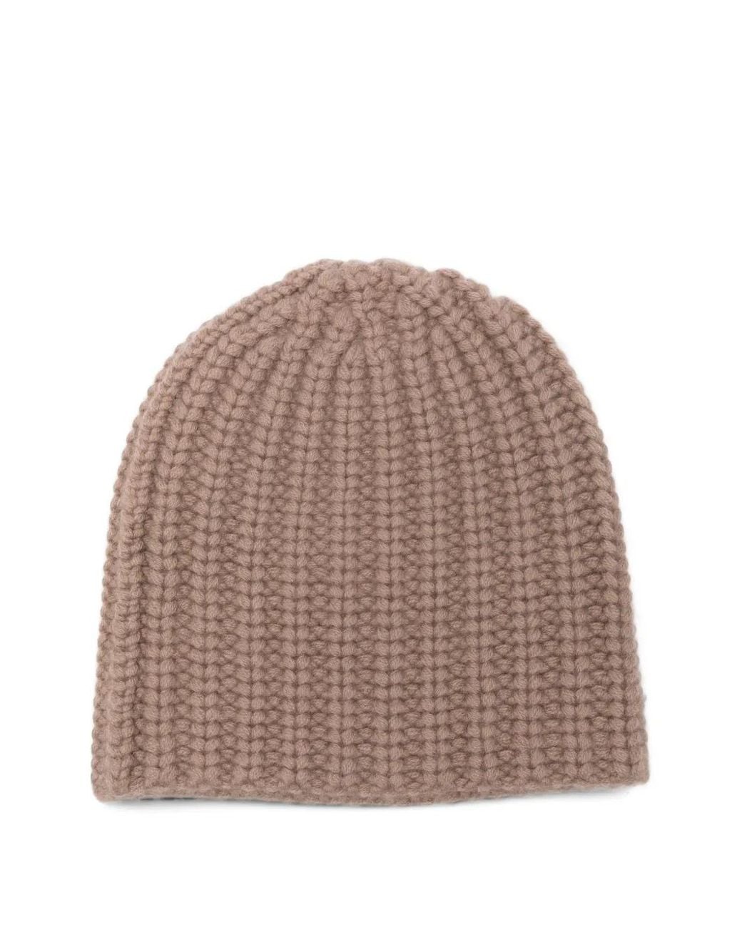 Liska Brown Chunky-Knit Cashmere Beanie Hat