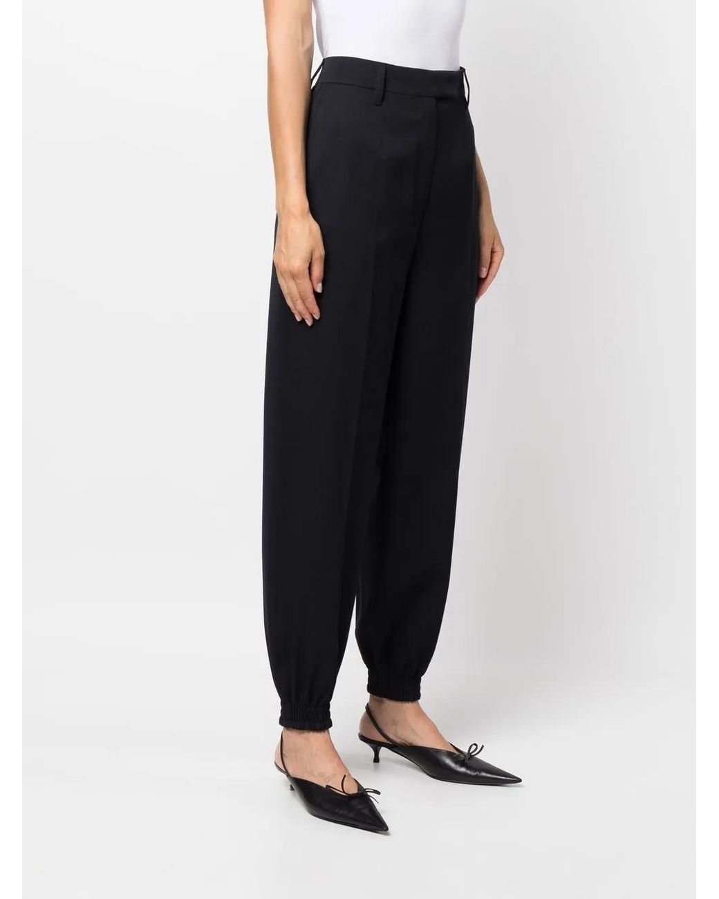 Prada Black Tapered Tailored Trousers