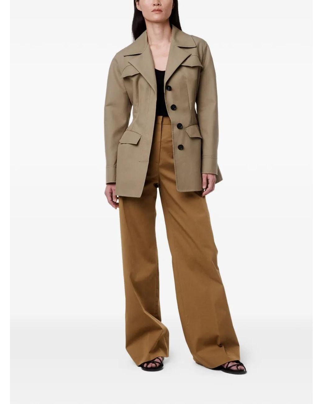 Another Tomorrow Natural Button-Front Jacket