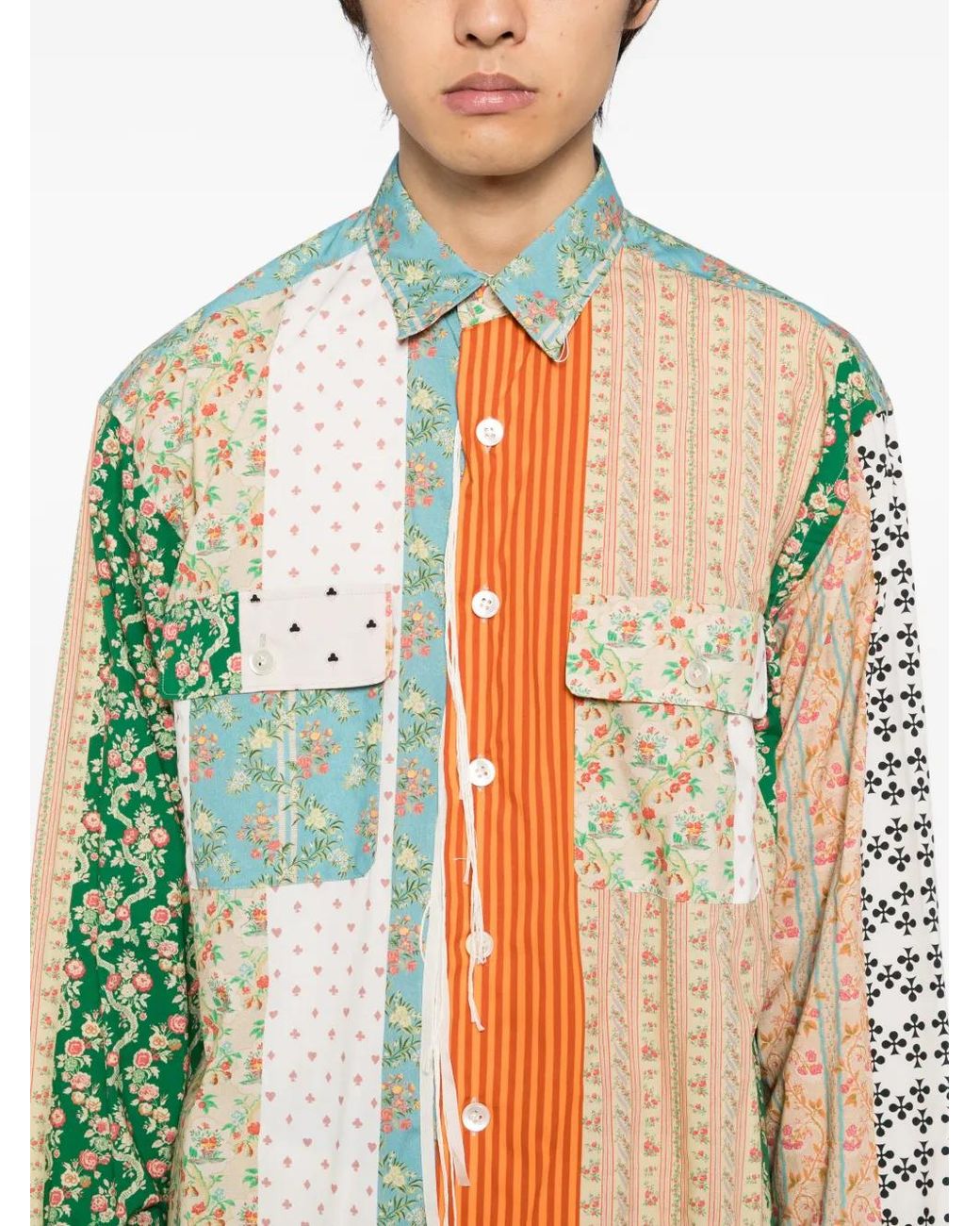 Midorikawa Hemd Im Patchwork-Look in White für Herren