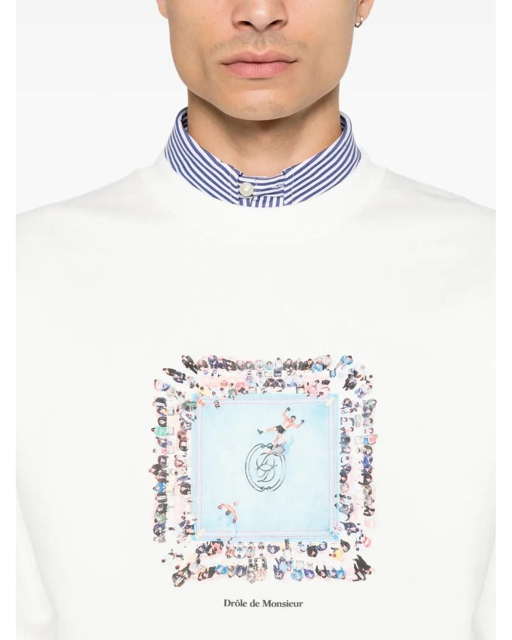 Drole de Monsieur White Graphic-Print Sweatshirt for men