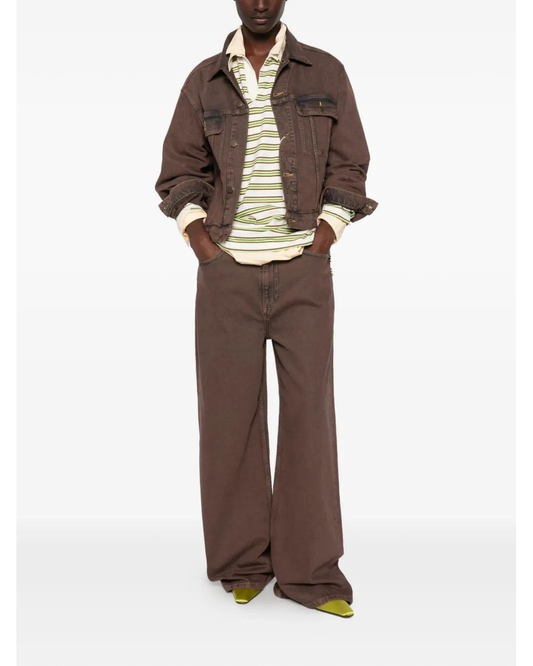Sanderlak Brown Jean Ample À Patch Logo