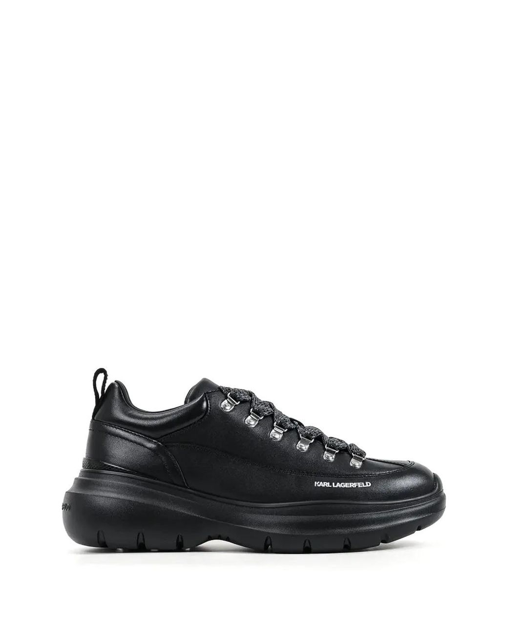 Karl Lagerfeld Black Logo-Print Lace-Up Sneakers for men