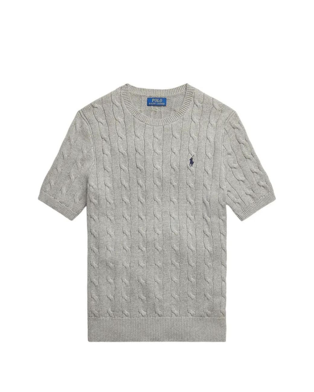 Polo Ralph Lauren Gray Cable-Knit Short-Sleeve T-Shirt for men