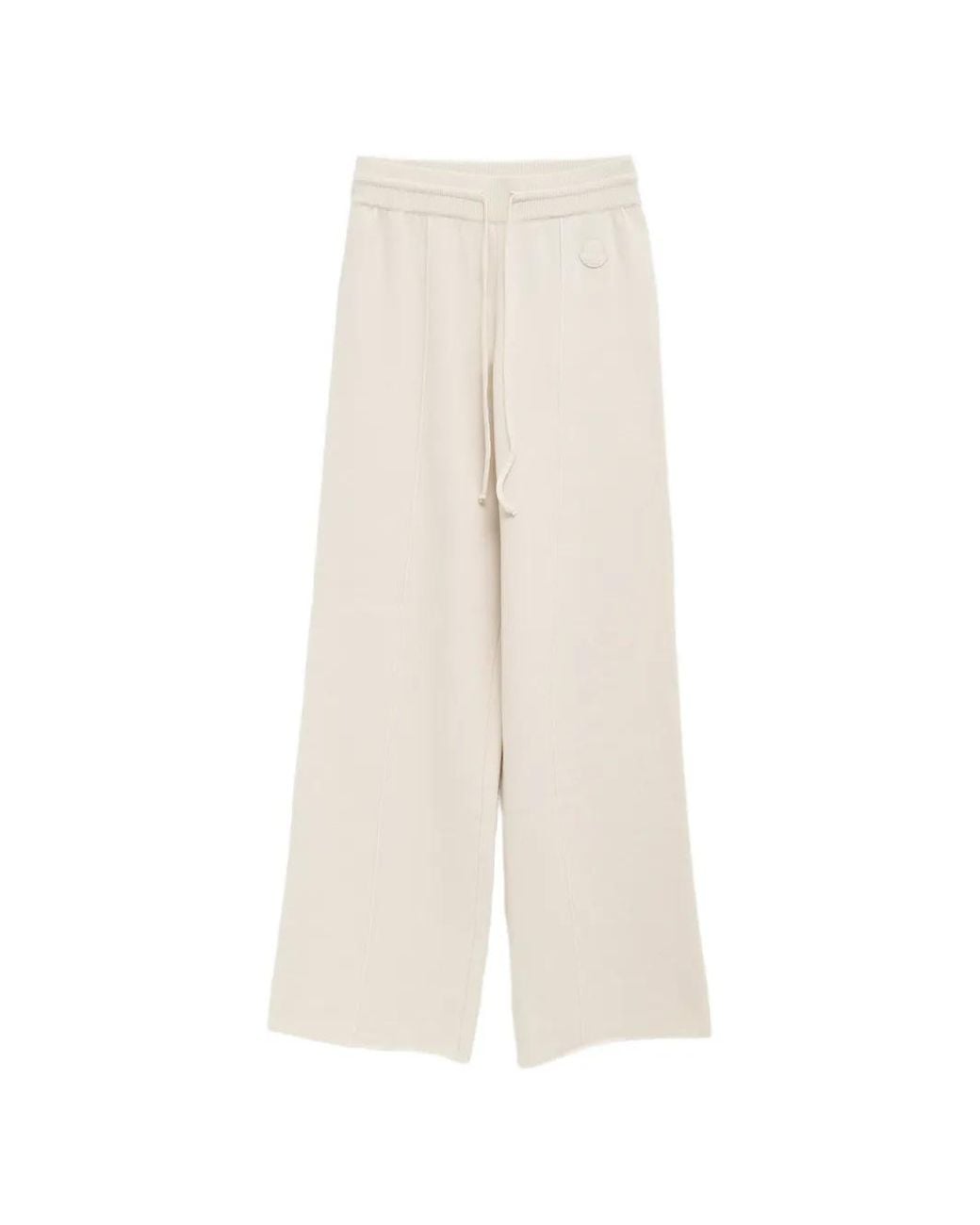 Moncler White Logo-Patch Wide-Leg Trousers