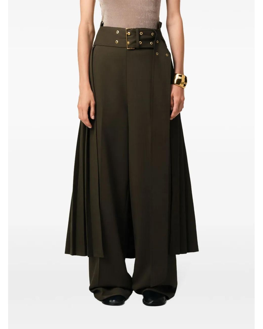 AMI Green Pleated Skirt