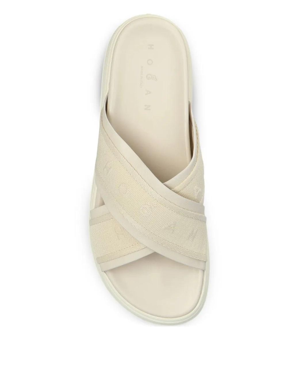 Hogan White Leather Slides