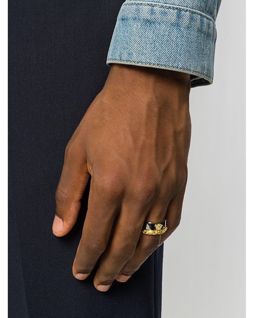 Versace Barocco Border Ring in Metallic for Men | Lyst
