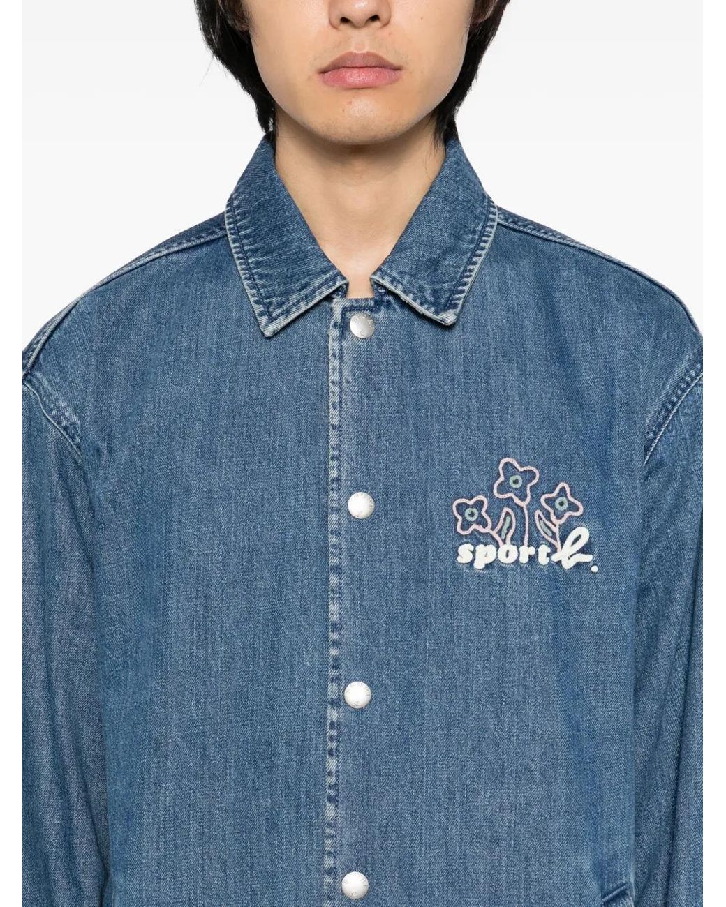 SPORT b. by agnès b. Blue Logo-Embroidered Jacket for men