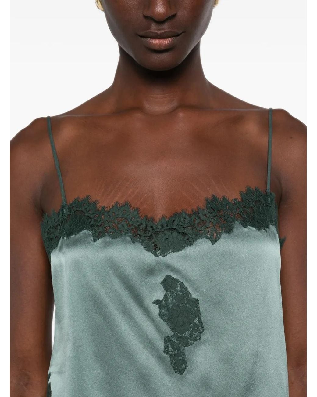 Doen Green Haut Avelaine Bordé De Dentelle