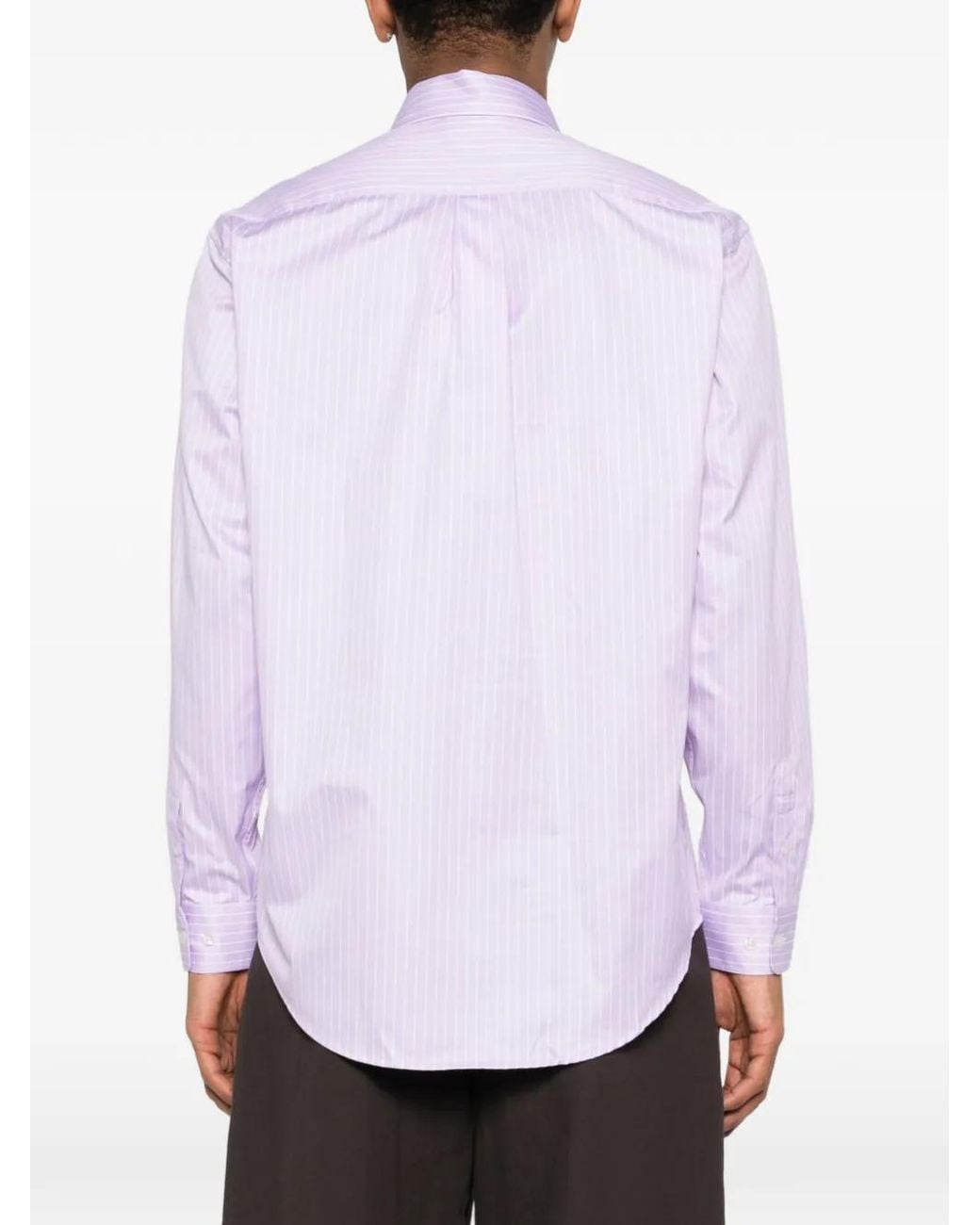Drole de Monsieur Pink Striped Logo-Patch Shirt for men