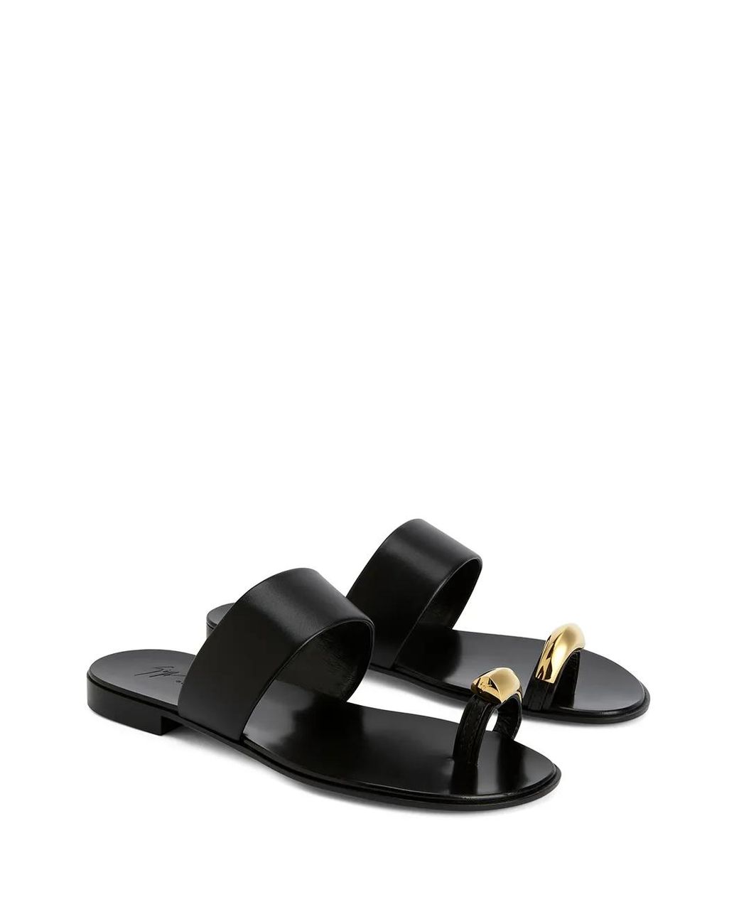Giuseppe Zanotti Black Norbert Leather Toe-Loop Sandals for men