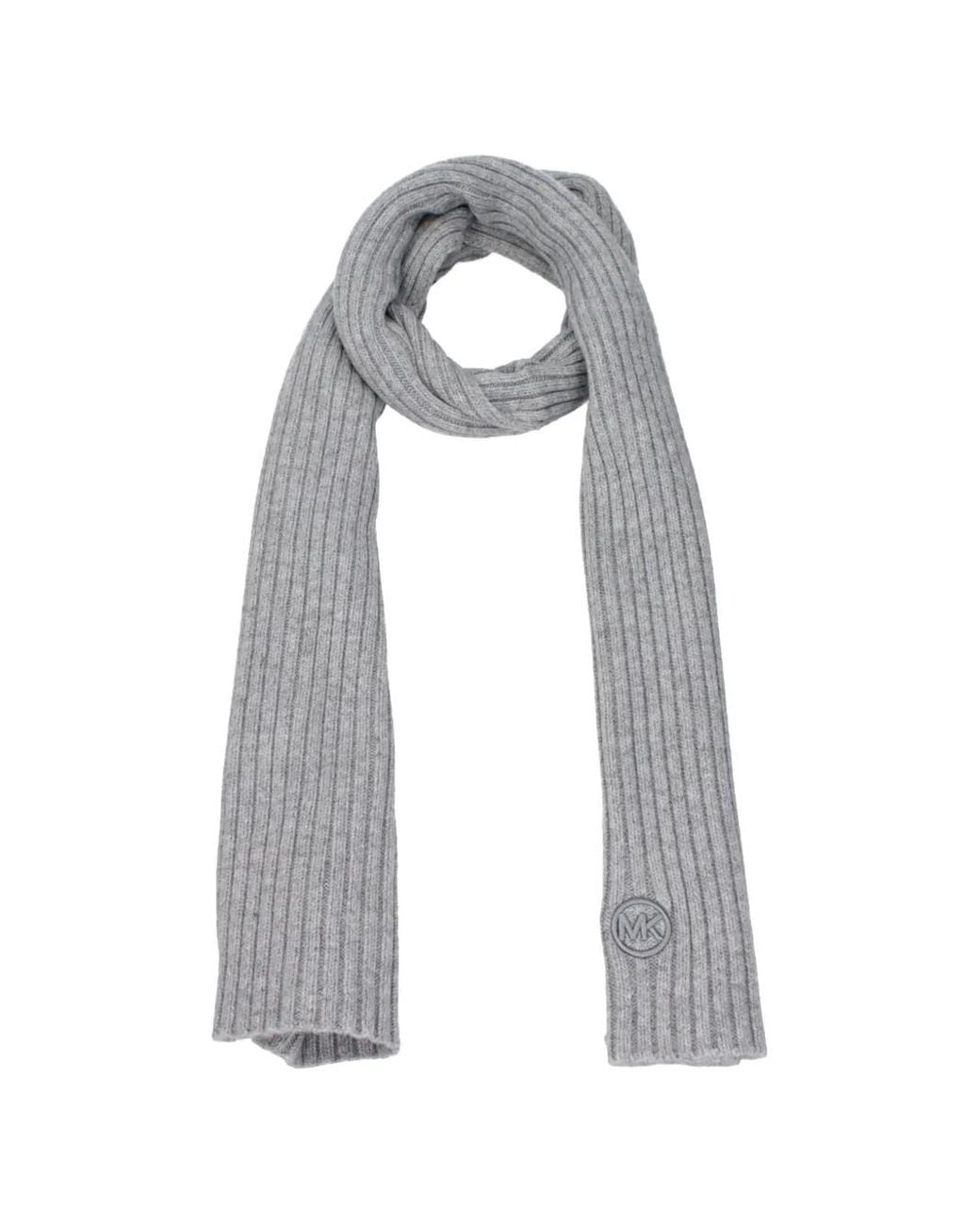Michael Kors White Ribbed-Knit Logo-Patch Scarf