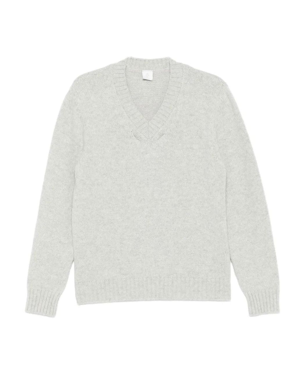 Eleventy White V-Neck Wool Sweater for men
