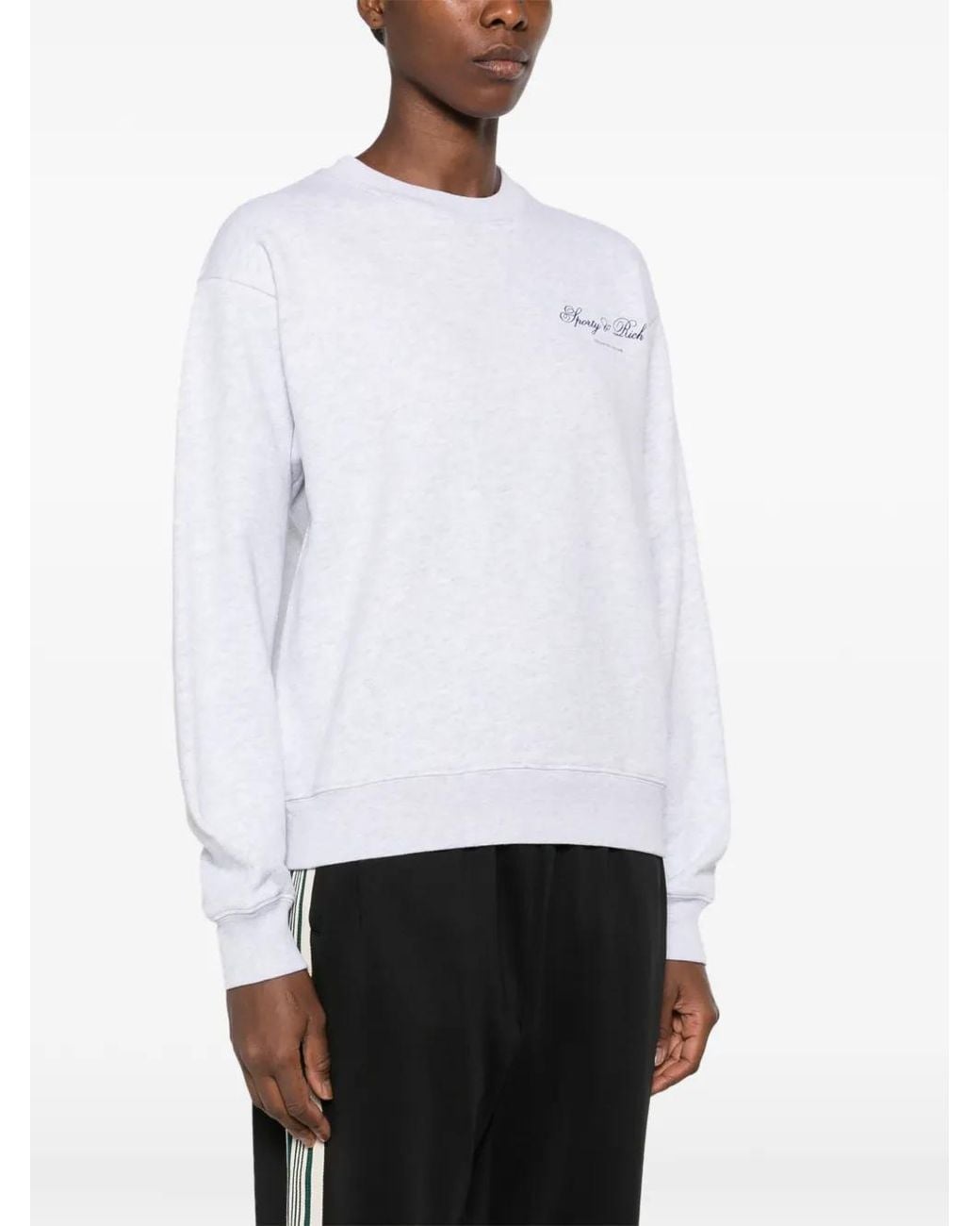 Sporty & Rich White Logo-Print Sweatshirt