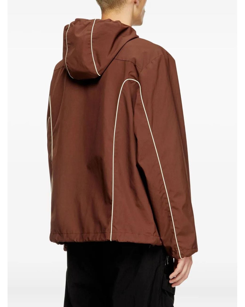DIESEL Brown J-Hives Piped Hooded Jacket for men