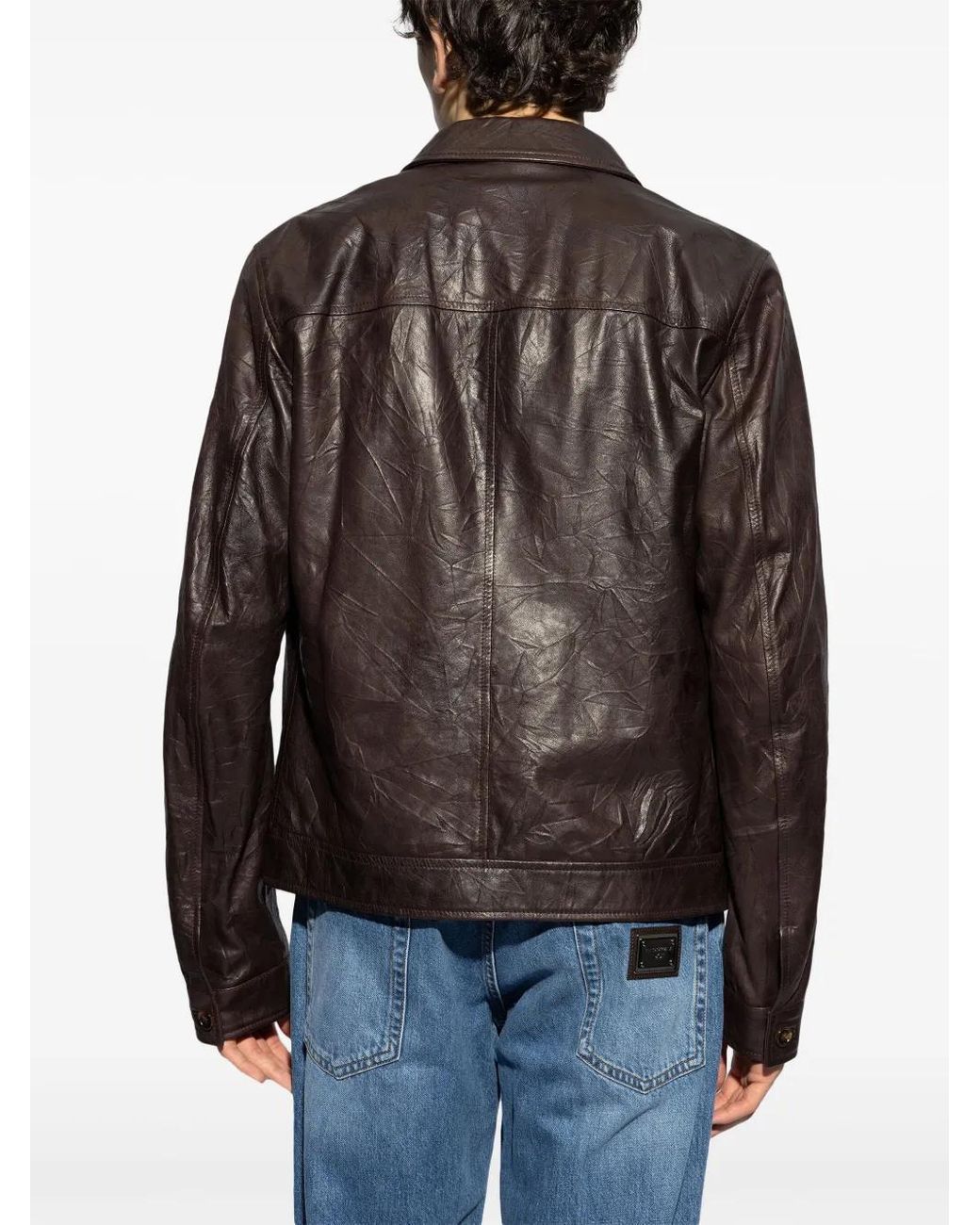 Dolce & Gabbana Black Zipped Leather Jacket for men