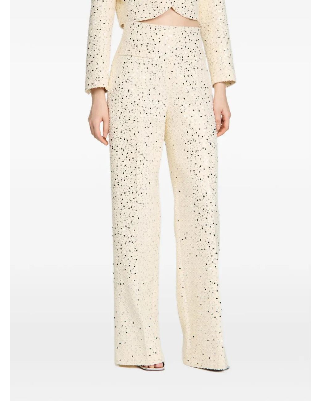Sandro Natural Geometric Sequin Trousers