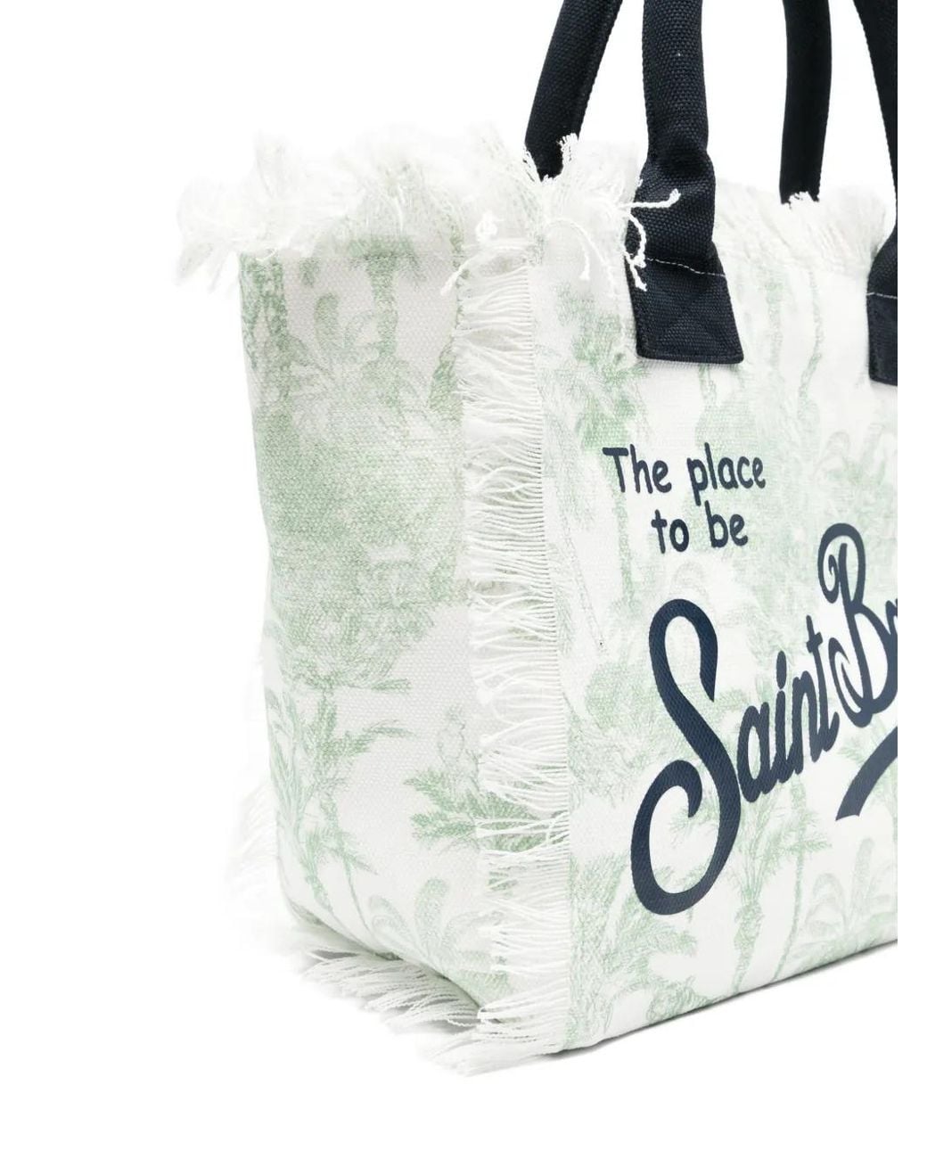 Mc2 Saint Barth White Vanity Fringed Print Tote Bag