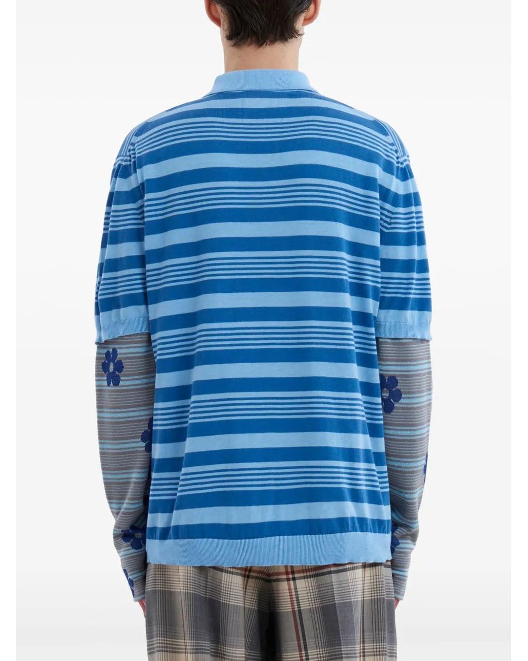 Marni Blue Mixed Stripe Polo Shirt for men