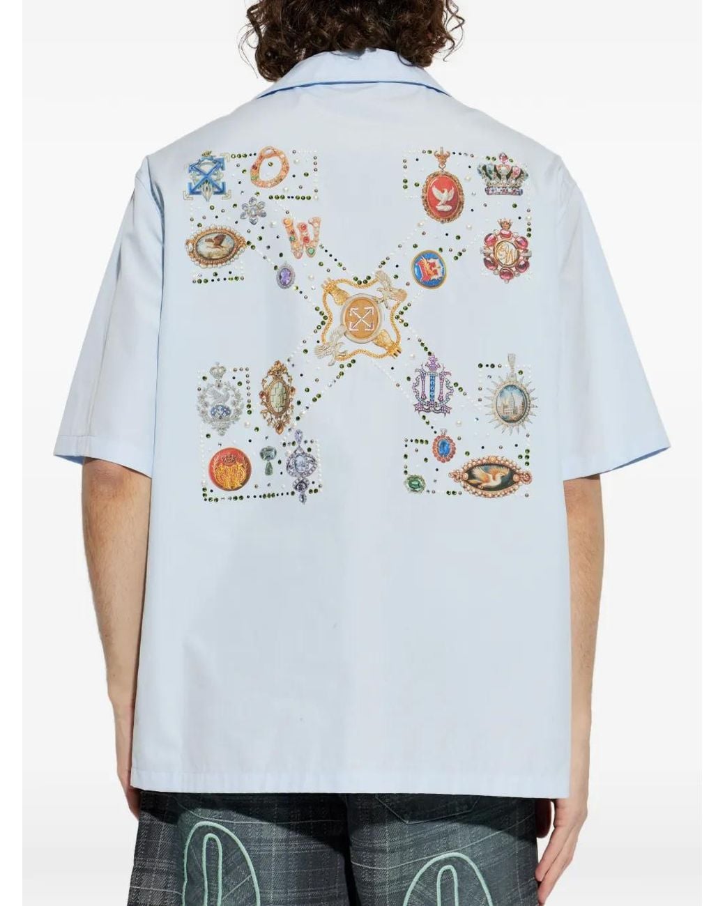 Off-White c/o Virgil Abloh Blue Embellished Shirt for men