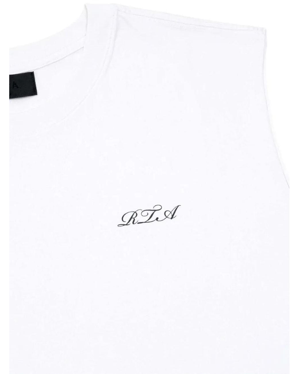 RTA White Terry Muscle Cursive-Logo T-Shirt for men