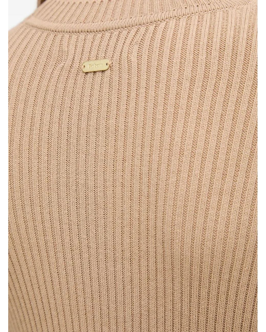 Barbour Natural Ribbed Split Midi Dress