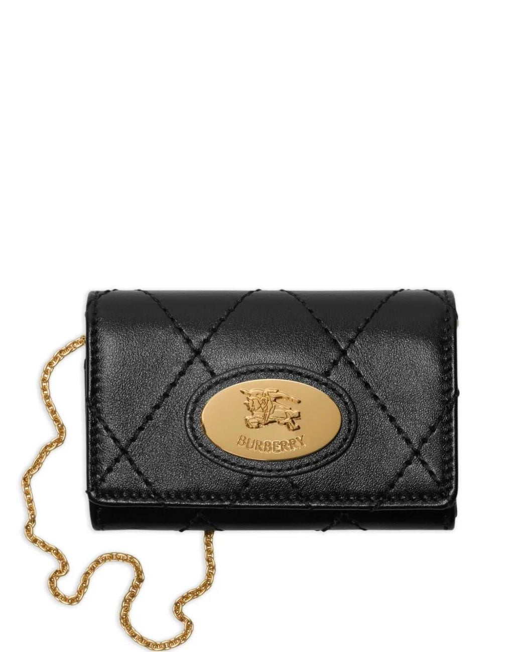 Burberry Black Quilted Chain Card Holder
