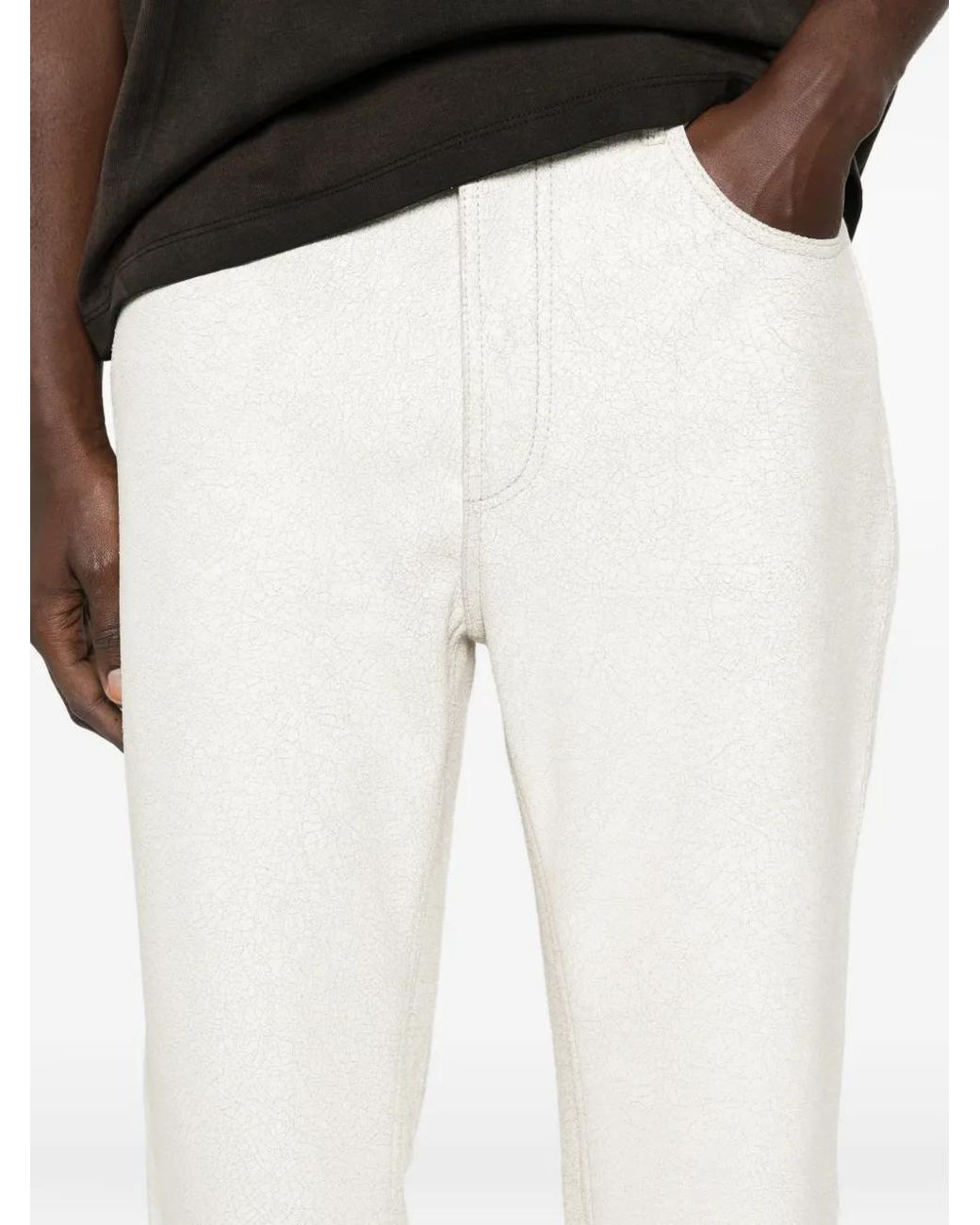Cole Buxton White Cracked-Finish Trousers for men
