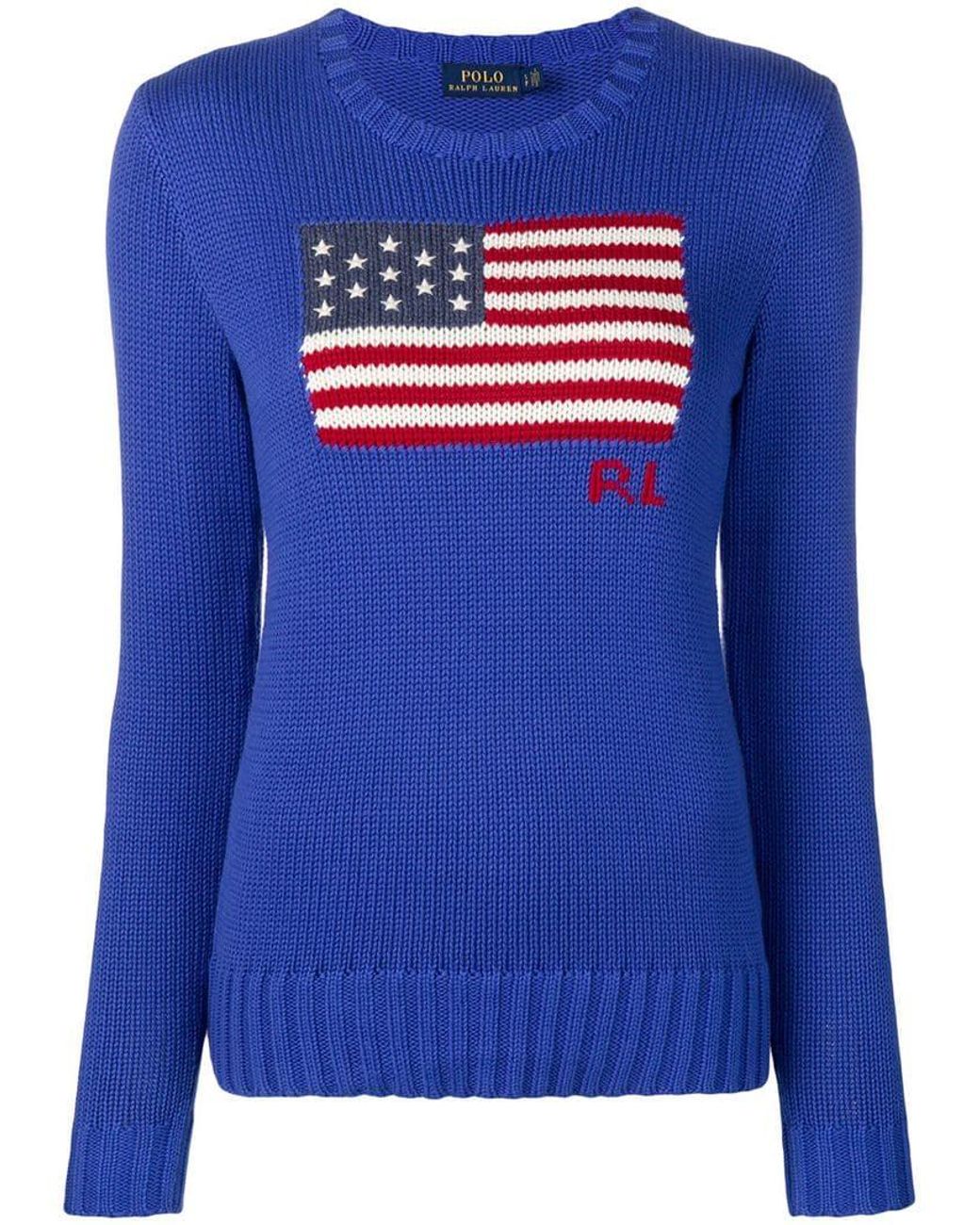 Pull à drapeau américain Coton Polo Ralph Lauren en coloris Bleu | Lyst
