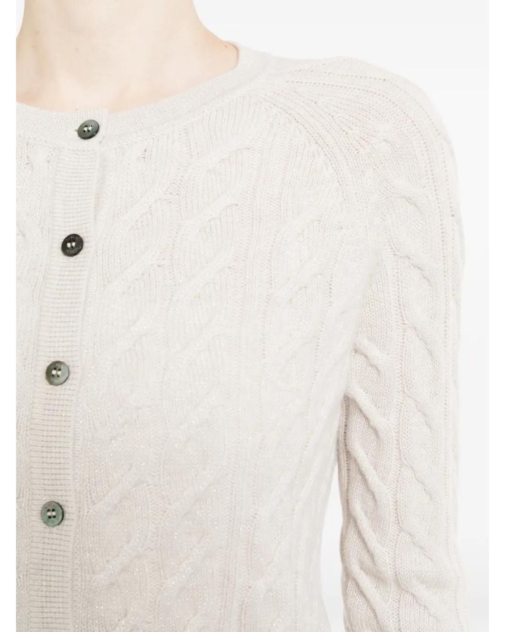N.Peal Cashmere White Cardigan Myla En Maille Torsadée