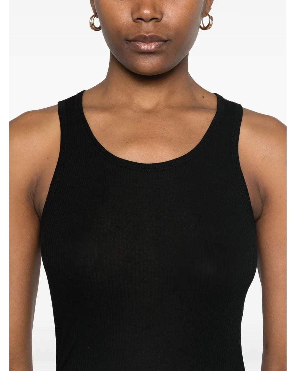 Majestic Filatures Black Ribbed Tank Top
