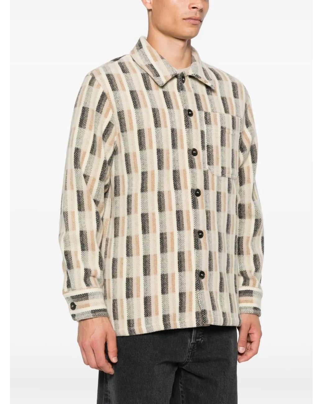 A.P.C. Natural Checked Wool Jacket for men