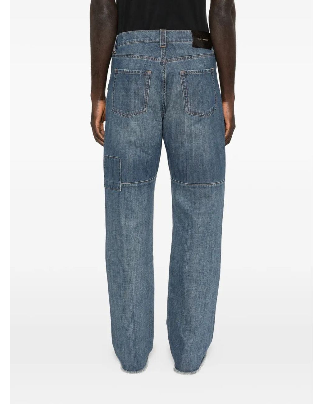 Wales Bonner Blue Patched Slub Wide-Leg Jeans for men