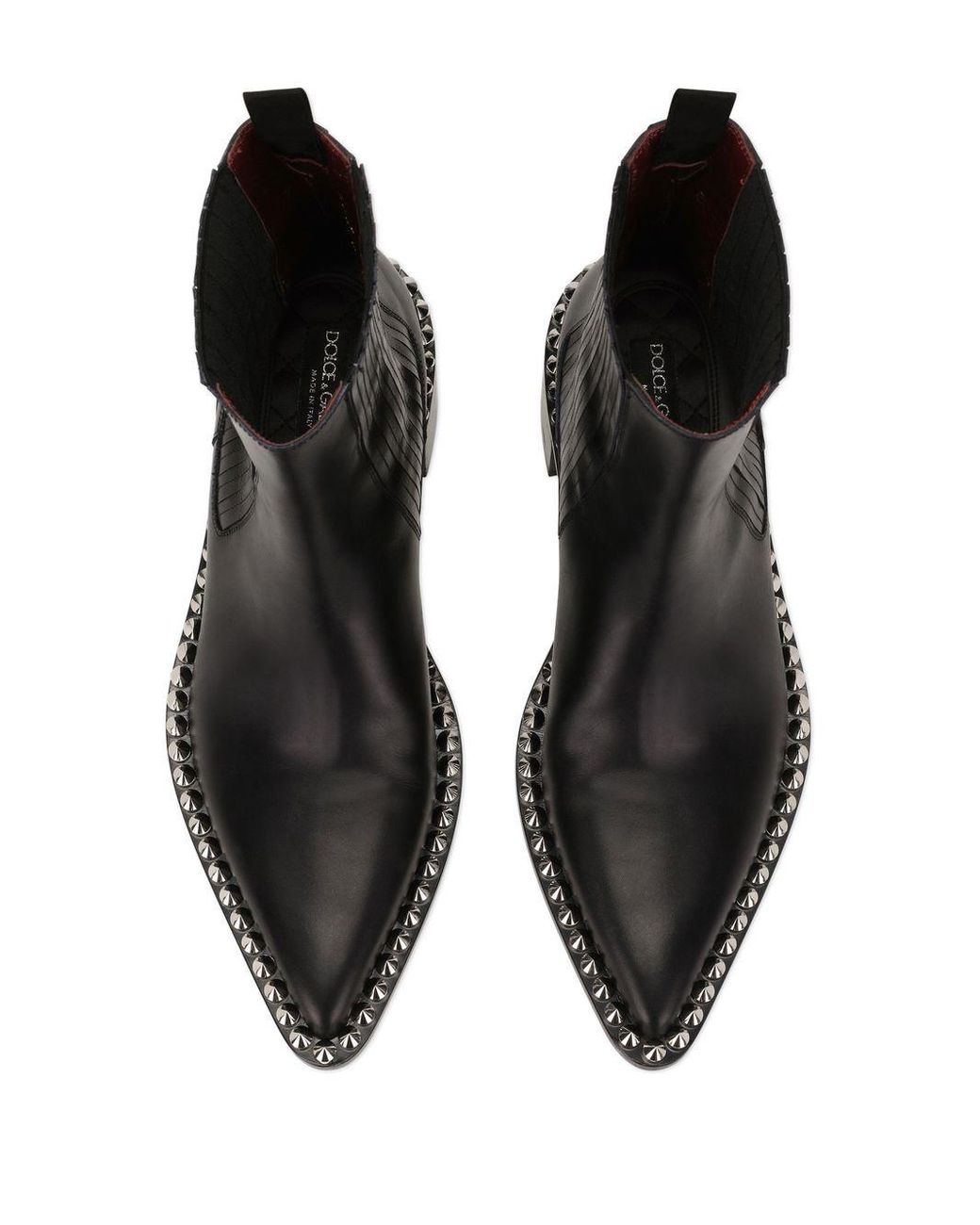 Dolce & Gabbana Studded Leather Ankle Boots in Black for Men | Lyst