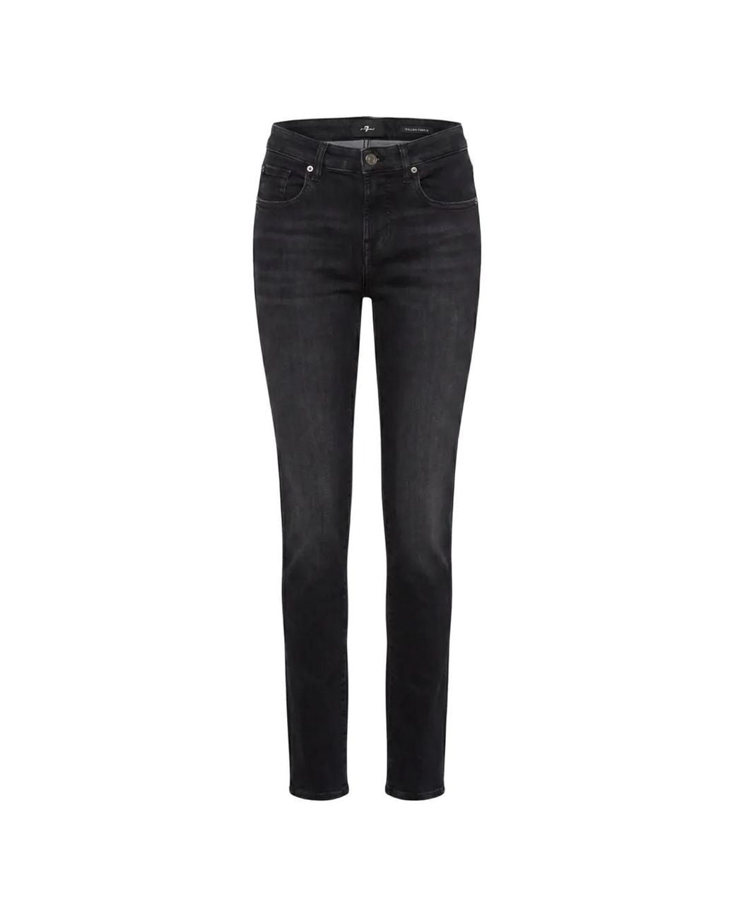 7 For All Mankind Black Faded-Effect Button-Fastening Jeans