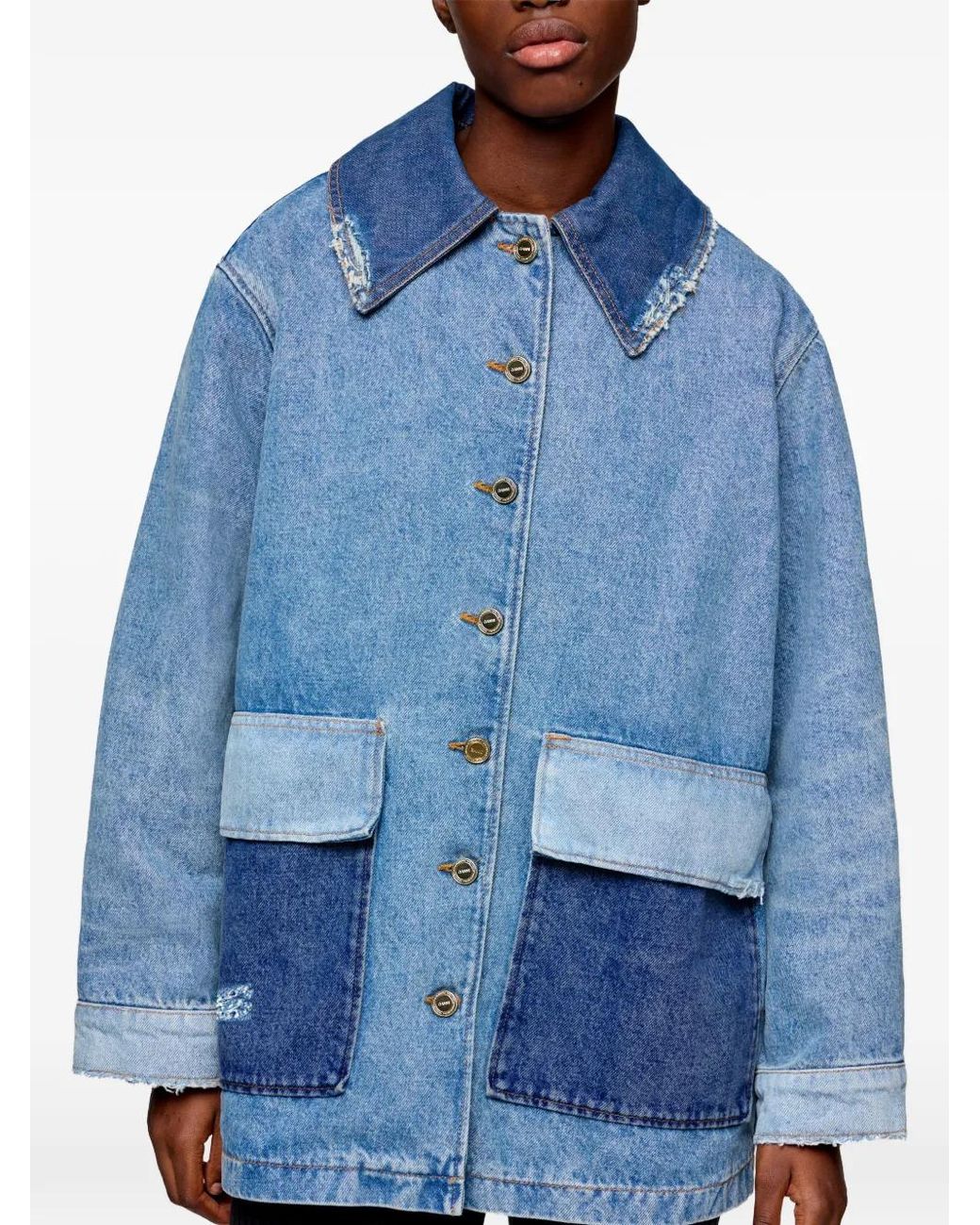 Ganni Blue Patchwork Denim Jacket