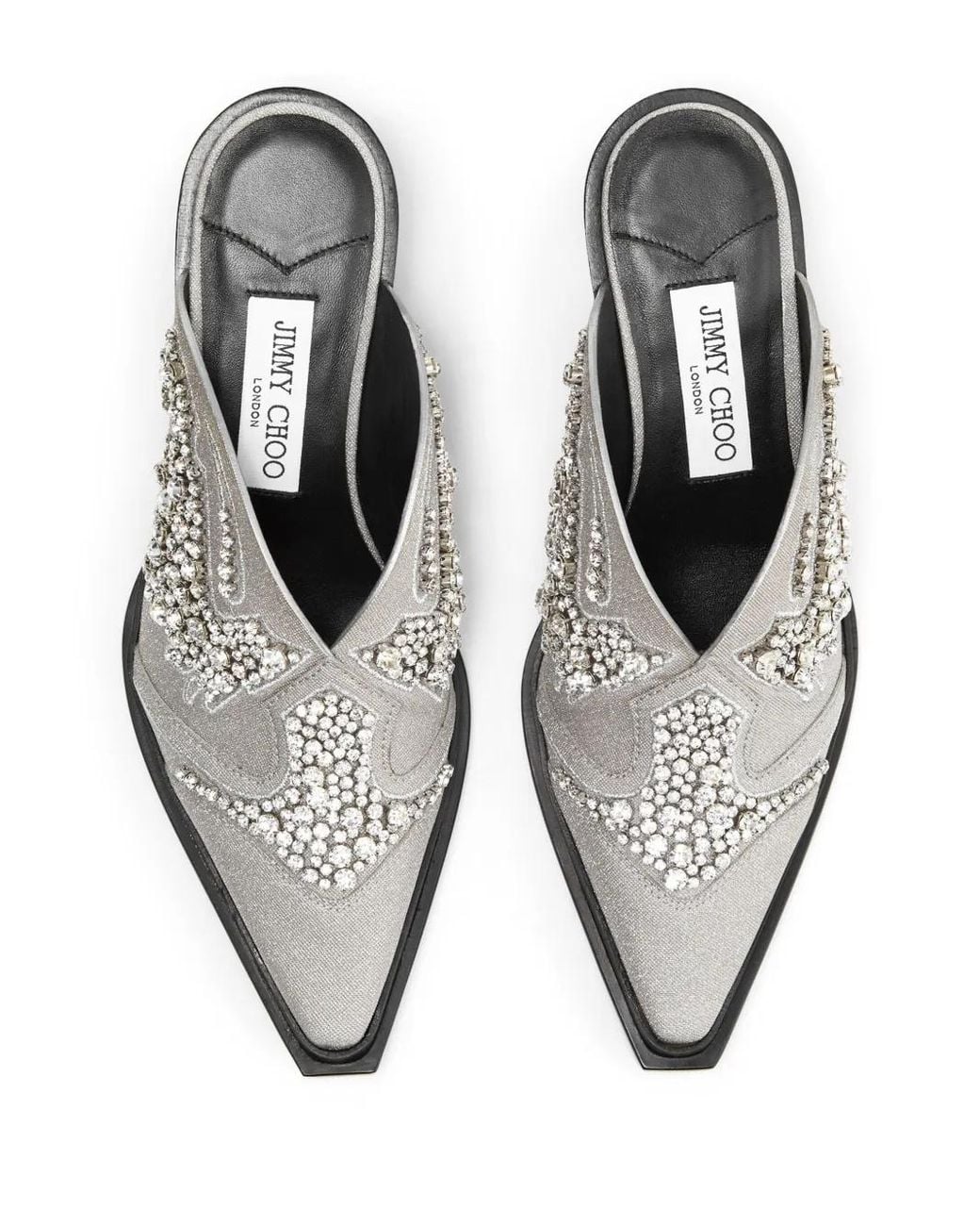Jimmy Choo White Cece 60 Crystal-Embroidered Mules