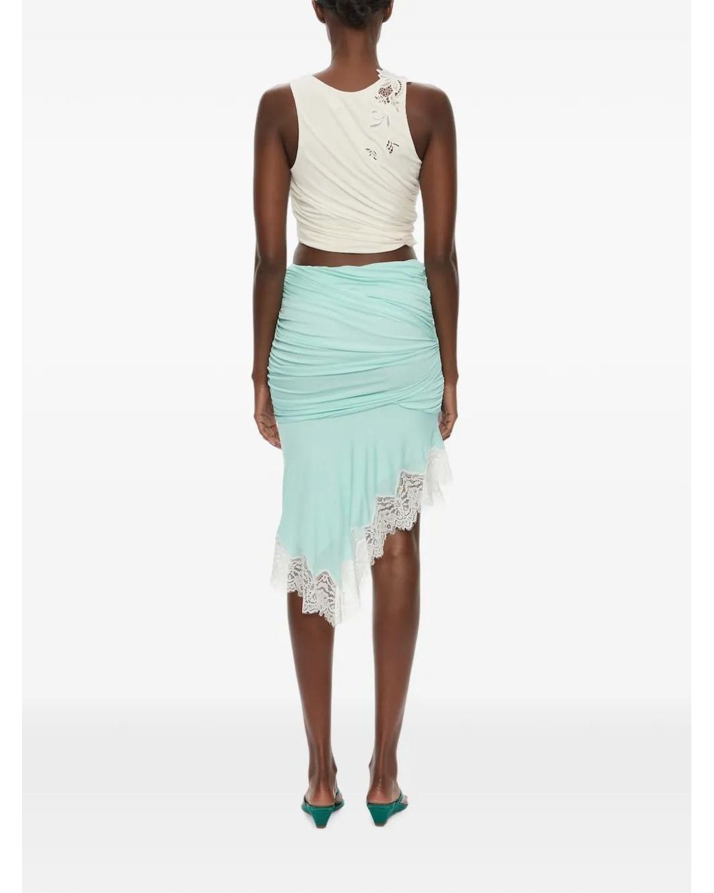 Christopher Esber Green Hibiscus Embroidered Fold Up Tank