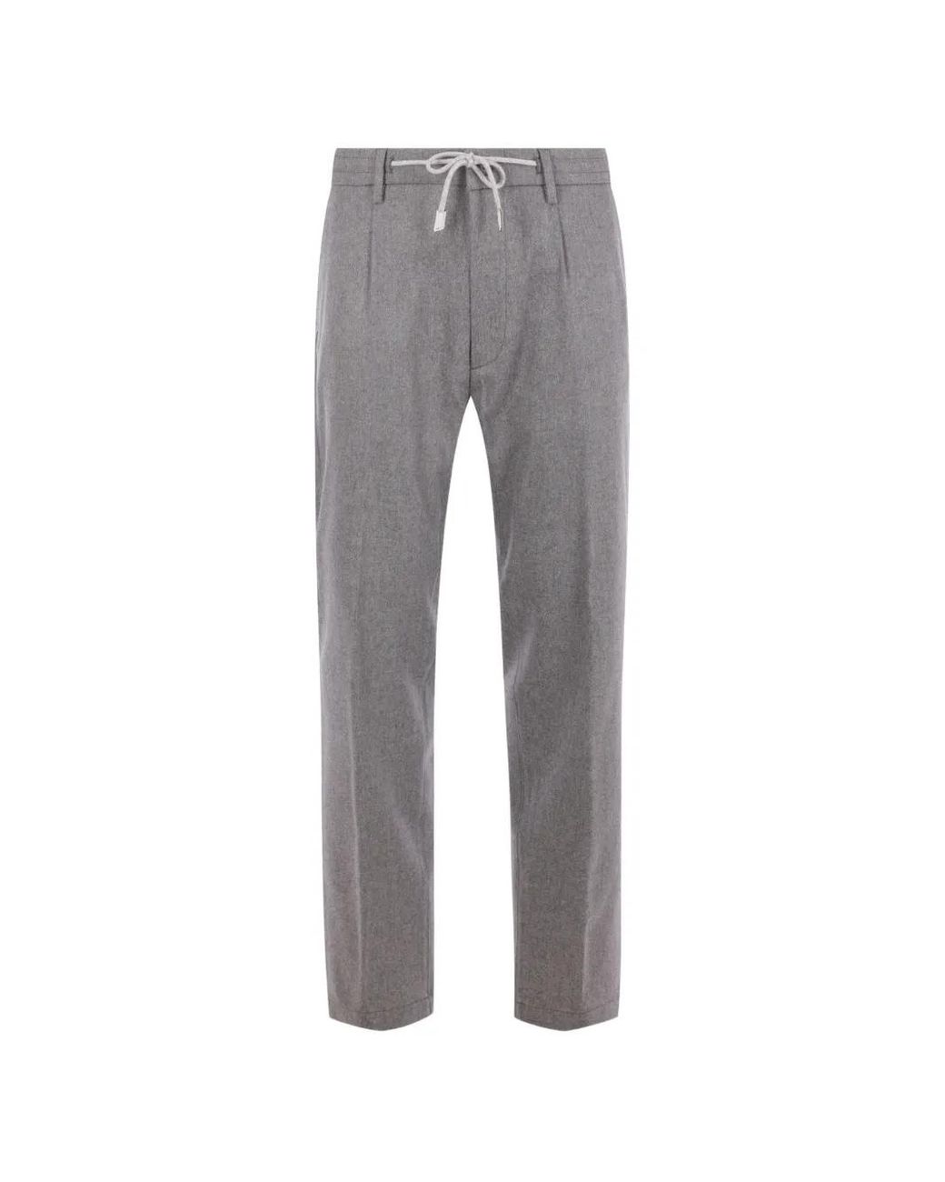 Eleventy Gray Drawstring-Waist Melange Trousers for men