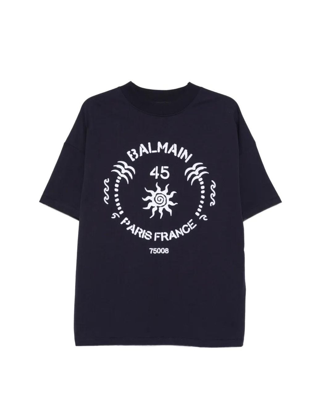Balmain Blue Graphic-Print T-Shirt for men
