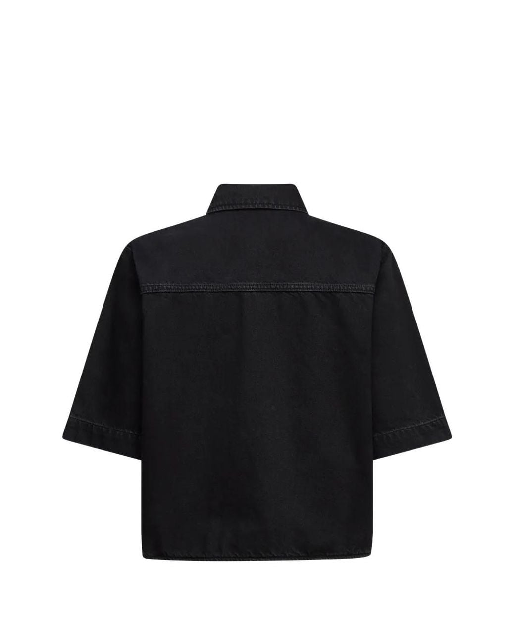 Karl Lagerfeld Black Boxy Short-Sleeved Denim Shirt