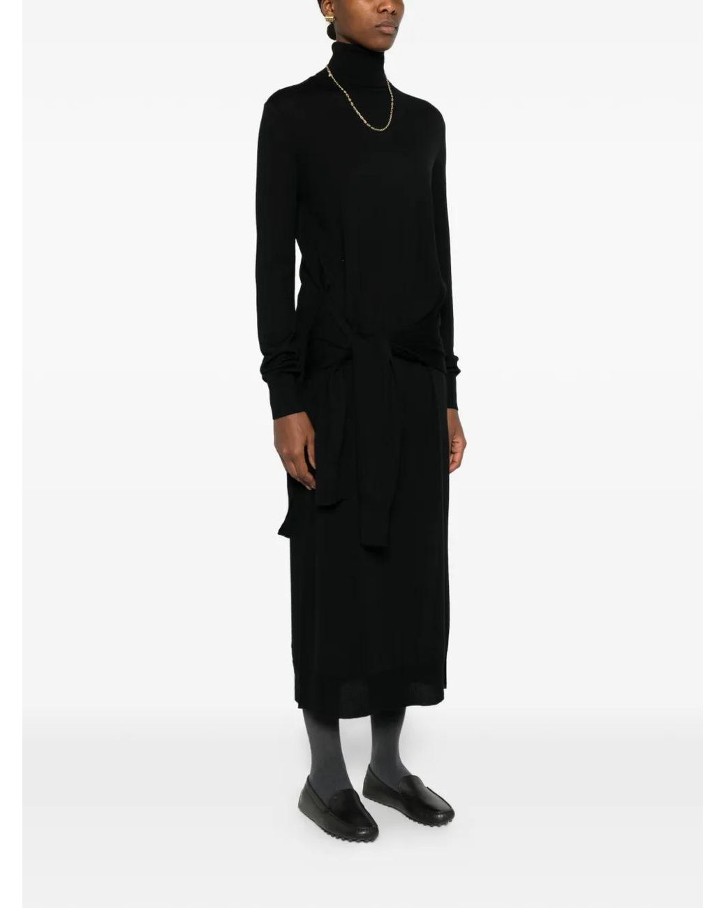 TOTEME Double Sleeve Turtleneck Midi Dress In Black Lyst TOTEME Double Sleeve Turtleneck Midi Dress In Black Lyst