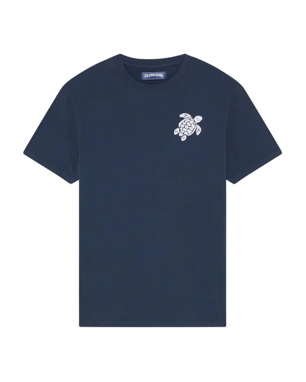 Vilebrequin Blue Organic Cotton T-Shirt With Turtle Print for men
